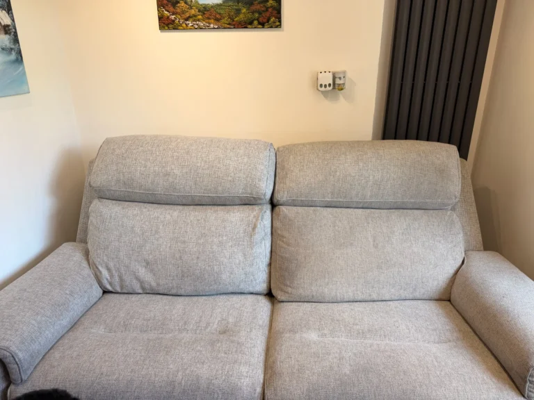 Fabric sofa freshly cleaned in a modern Manchester living room